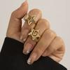 Y2K Trendy Star Couple Rings Set for Women Men Adjustable Opening Ring Punk Party Jewelry Personality Metal Accessories 2PCS