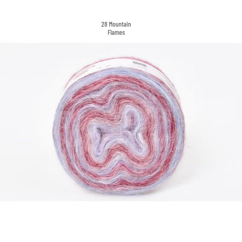 Пряжа из мохера ручной окраски с градиентным радужным переходом - Пушистая, мягкая и идеально подходит для вязания и DIY-проектов.