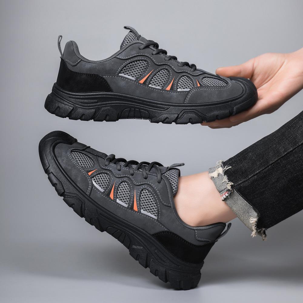 Men's Shoes New Casual Sports Shoes Thick Bottom Hollow Breathable Outdoor Work Shoes Hiking Shoes