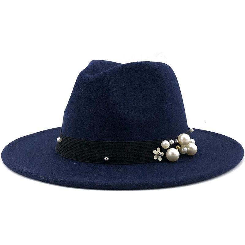 Men Women Wide Brim Wool Felt Jazz Fedora Hats British Style Trilby Party Formal Panama Cap Black Yellow Dress Hat 56-58-60CM