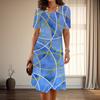 Women's Fashion Graceful Geometric Figure Print Summer Spring Short Sleeve O-Neck Casual Dresses
