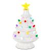 7 Inch Ceramic Christmas Village Decor Tree LED Topper Star Multicolored Lights Decorative Atmosphere Centerpiece Table Display
