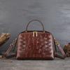 Johnature Retro Woven Large Capacity Handbag Genuine Leather Versatile Soft Cowhide Women's Shoulder Bag