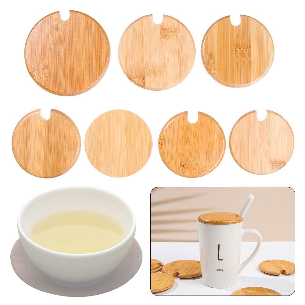 Mason Jar Cap Wide Mouth Can Wooden Lids Seasoning Bottle Caps Lid With Spoon Hole Mug Cover