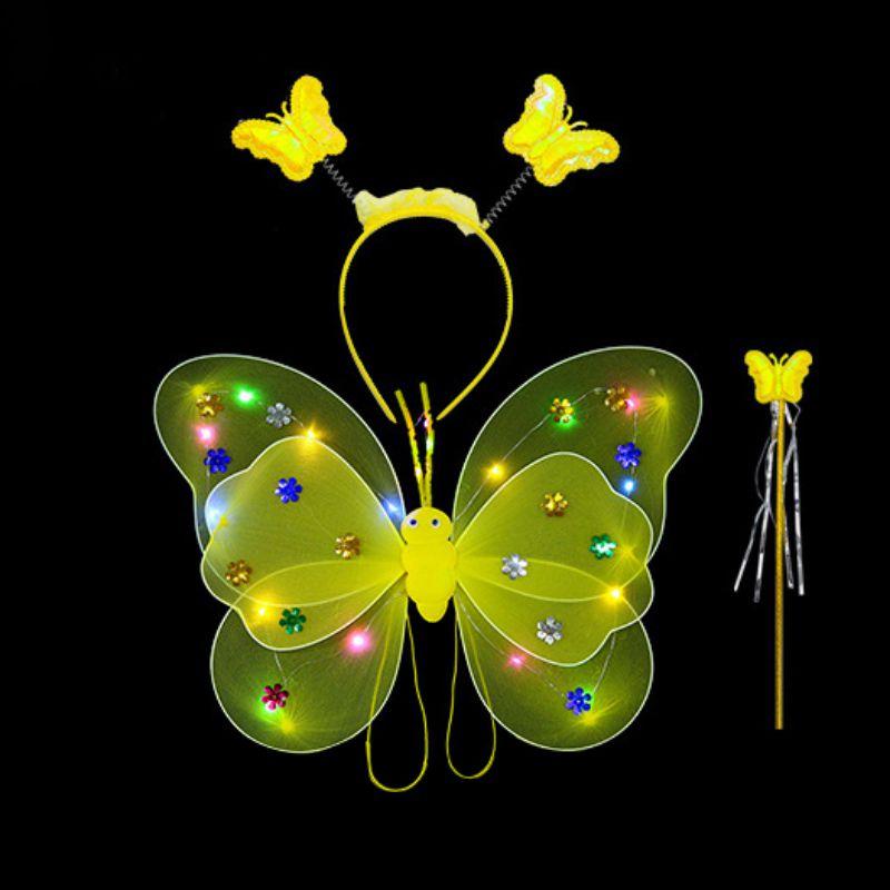 Детский светодиодный костюм бабочки, реквизит для детей, светящиеся крылья ангела на 2-8 лет, день рождения, Пасха