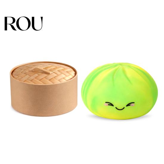 Steamed Bun Sensory Toy Smiling Stress Ball Anti-Anxiety Cartoon Dumpling Squeeze Compact Soft Simulated Dough Fidget Portable Reliever