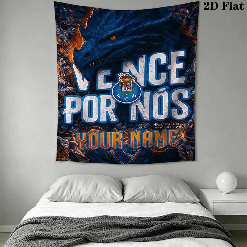 Custom Fc Porto Wall Hanging Printed Fabric Blanket Decorative Tapestries for Bedroom Living Room Home Decor