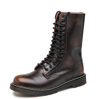 Мужские сапоги до середины голени Высокие рабочие ботинки для пар Мотоциклетные ботинки для активного отдыха Женские ботинки больших размеров Зимние плюшевые хлопковые ботинки