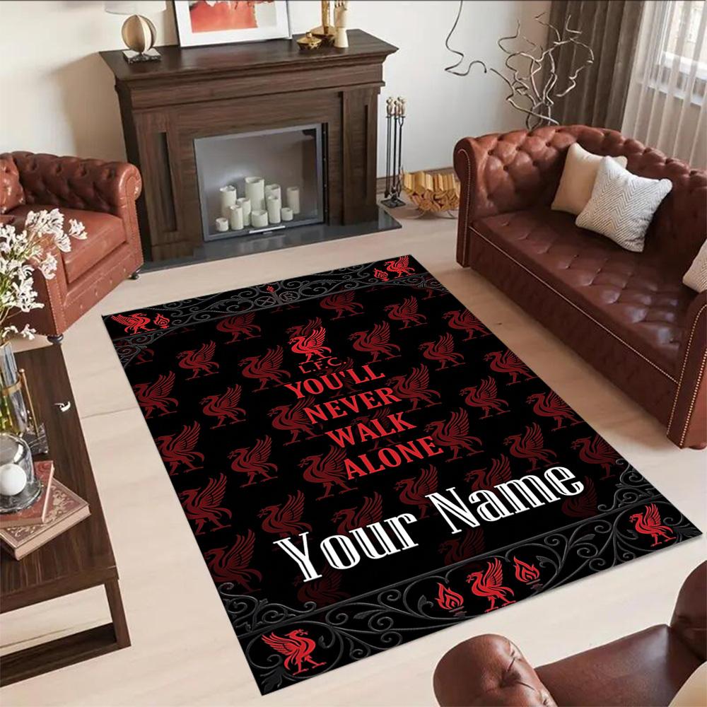 Liverpool Fc Customize Text Floor Mat Suitable For Balcony Dormitory Bedrooms Hallway Antislip Rug Decorate Offices Gift For Festivals