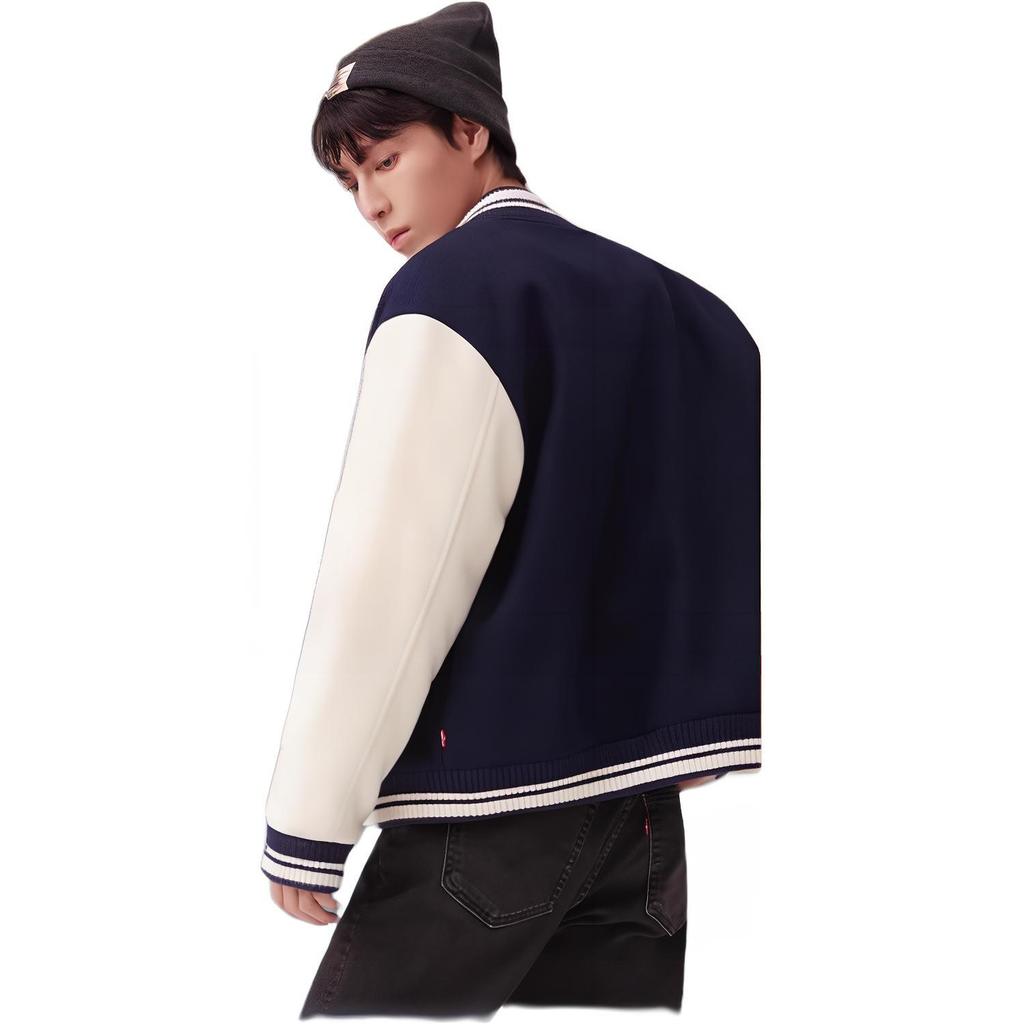 Levis Американский уличный стиль Свободная повседневная бейсбольная куртка Унисекс куртка Кофе 002HG-0002