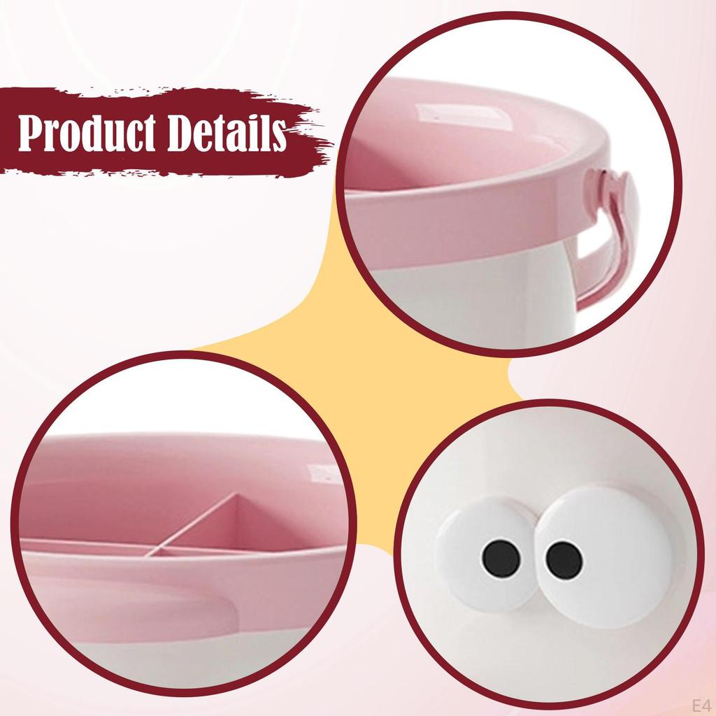 Desk Organiser Container Cute Sturdy Pencil Holder with Wide Handle 4 Compartments for Makeup Office