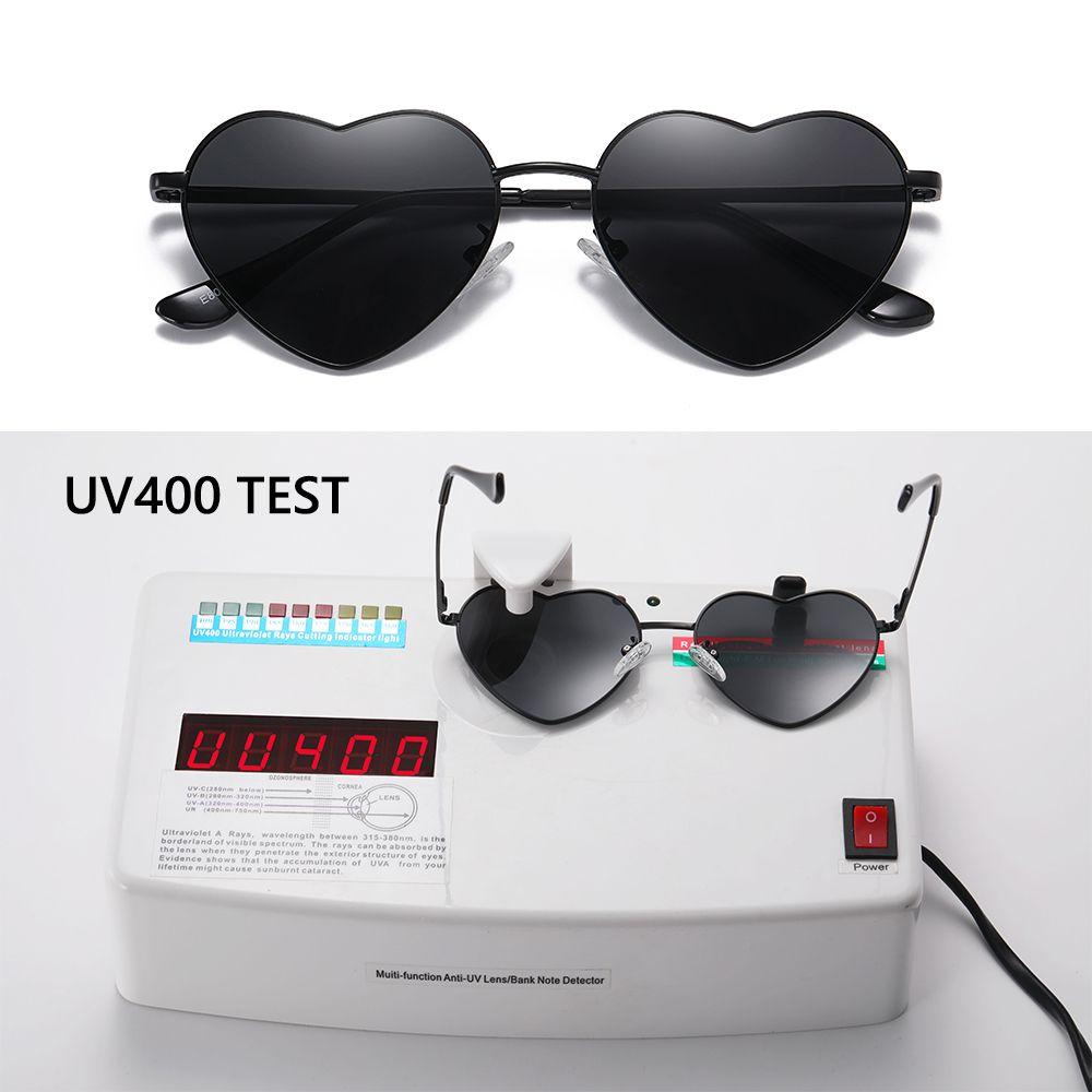 Metal Frame Vintage Polarized Glasses Eyewear Heart-Shaped Glasses Women Heart Sunglasses
