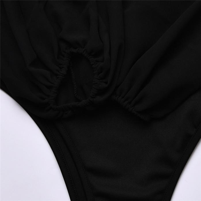 Женское боди с рукавами-фонариками, модный комбинезон с квадратным воротником и открытой спиной, с длинными рукавами