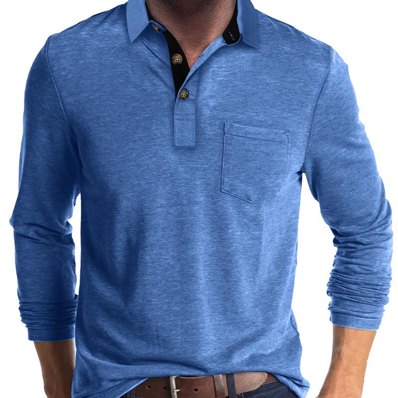 New Men's Long-Sleeved Business Polo Shirt Men's Casual Loose-Fit T-Shirt