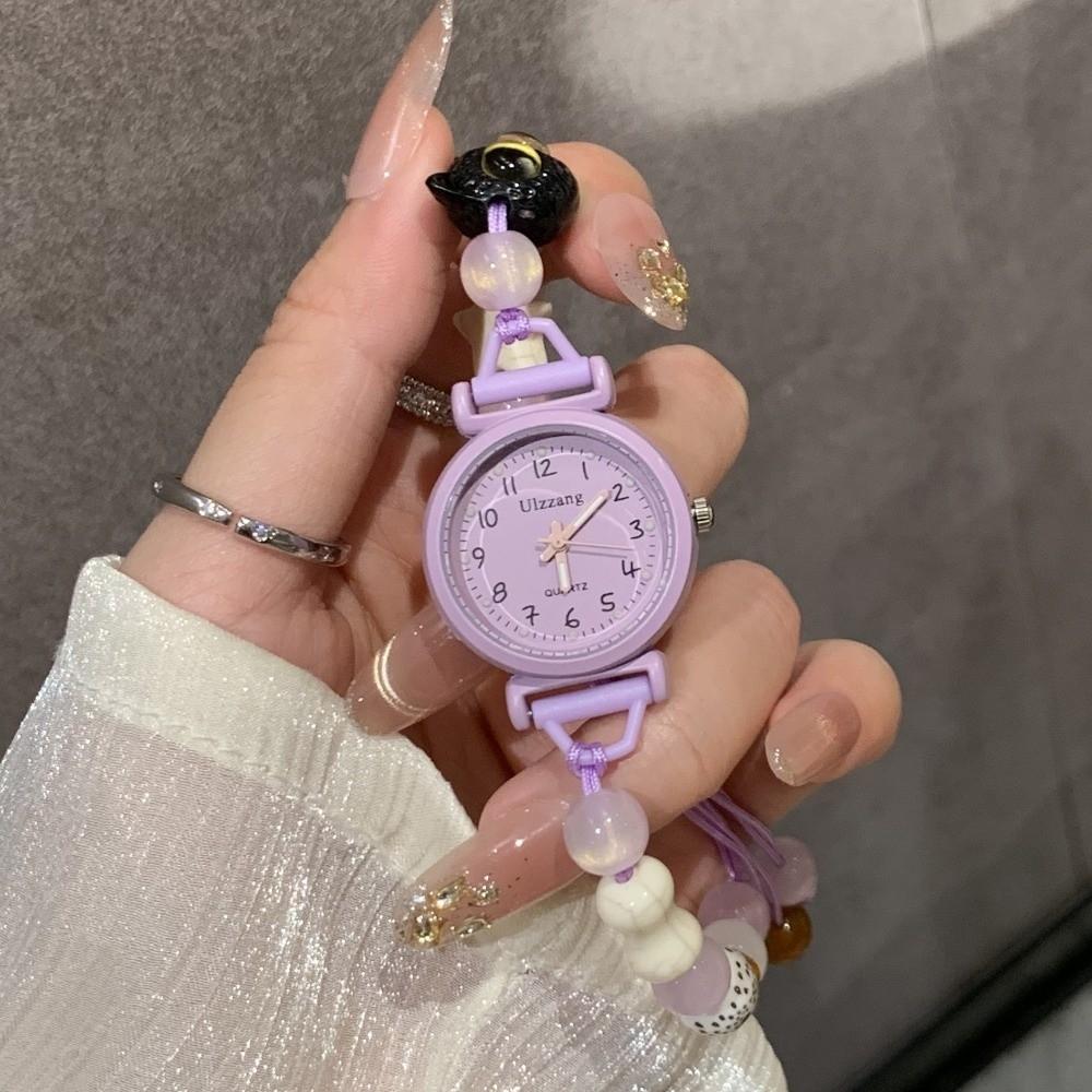 Beaded Chain Watch Adjustable Wristwatches Fashion Quartz Watch Women Girls