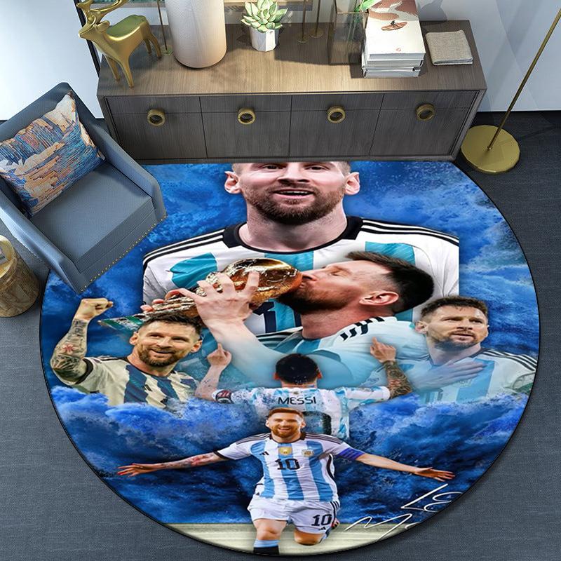 World Cup Celebration Messi Round Rug for Livingroom,Bedroom, Palyroom, Chair Rug, Area rug, Circle Carpet, Large Size Fan Christmas gift