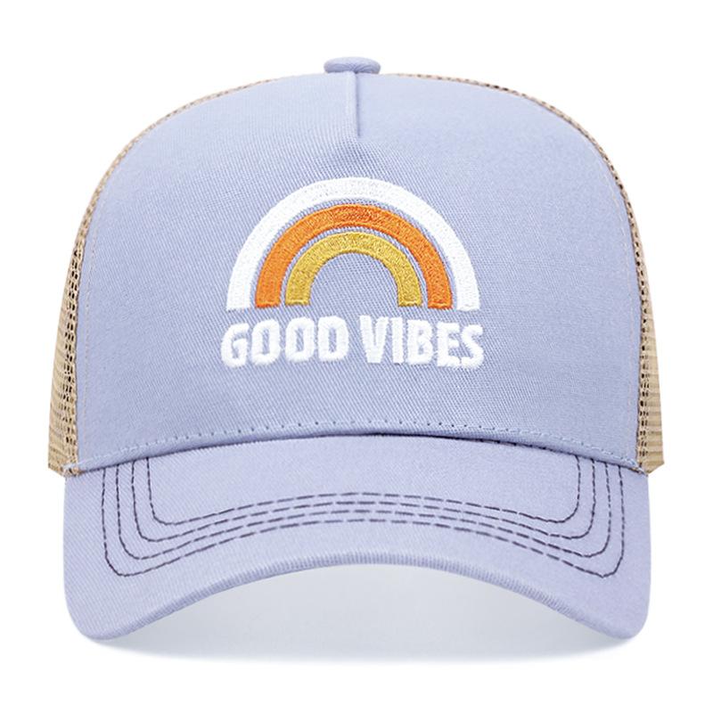 Бейсболка с вышивкой 'Good Vibes' Сетчатая кепка для активного отдыха на природе Сетчатая кепка-козырек