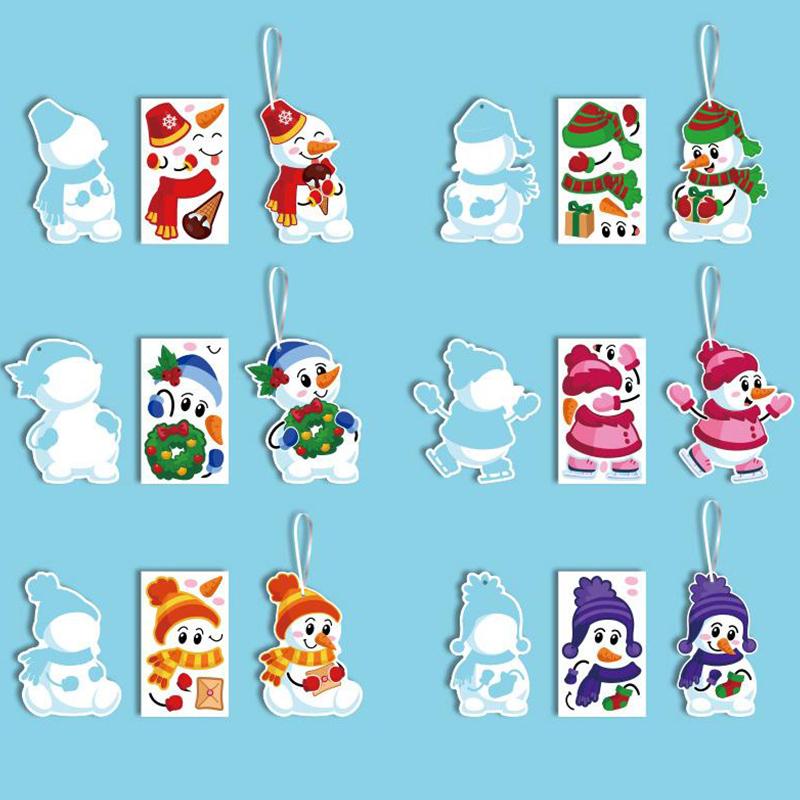 24 Sets Christmas Snowman Craft Kits - Winter Diy Ornaments Decorations Art Sets - Make Your Own Snowman Stickers Arts And Craft
