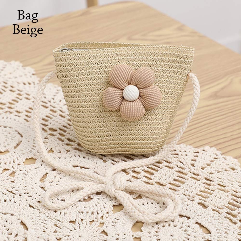 Breathable Kids Straw Cap Bag UV Protection Beach Cap Outdoor Bucket Hat Children Girls