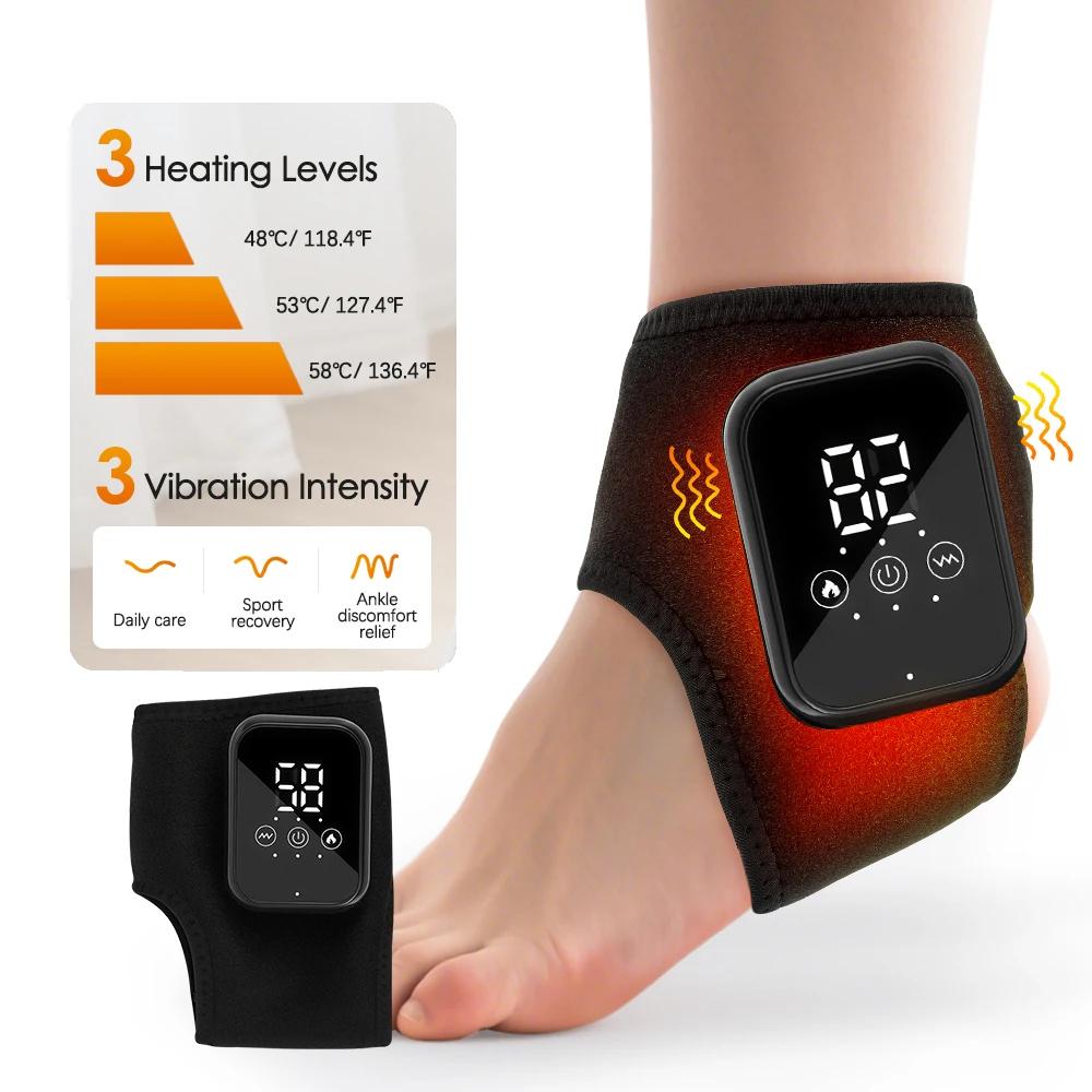 Электрический массажер для стопы и голеностопа с подогревом, беспроводной тепловой бандаж для голеностопа, защита голеностопа, 5 инфракрасных горячих компрессов, 3 режима вибрации, бандаж для голеностопа