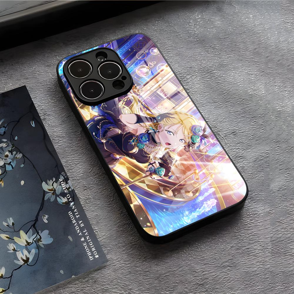 Чехол для телефона Love Live Anime для iPhone 17 Air 16 E Pro Max 15 14 13 Mini 12 Pro 11 Max Plus Черный Стеклянный Чехол