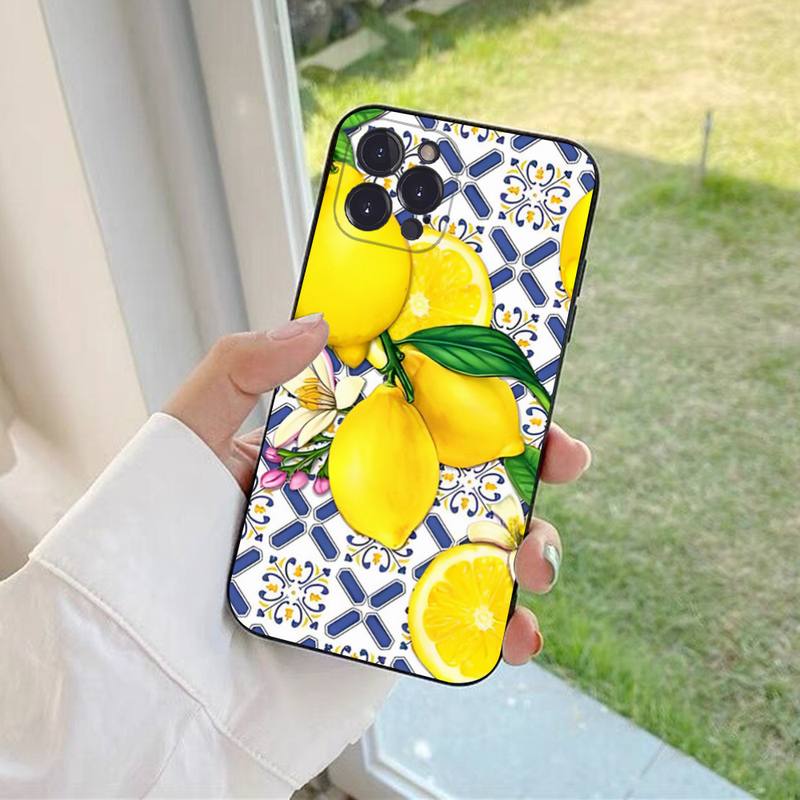 Mediterranean Lemon Phone Case For iPhone 6 7 8 Plus 11 12 13 14 Pro SE 2020 MAX Mini X XS XR Back Funda Cover
