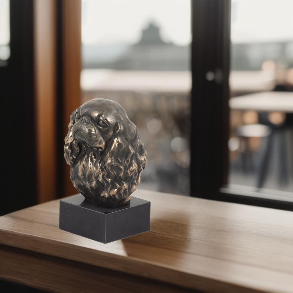 Кавалер-кинг-чарльз-спаниель - Статуя собаки, бюст на каменном постаменте, скульптура, трофей для выставки от бренда Art-Dog