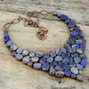 Грубое ожерелье из содалита Ожерелье из гальванизированной меди Ожерелье с регулируемой цепочкой Лазурит Грубое ожерелье из драгоценных камней Медные украшения ручной работы