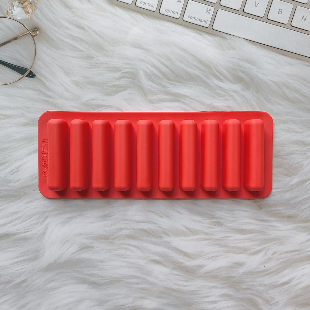 10 ячеек Форма длинной полоски Силиконовая форма для кубиков льда Антипригарная форма-палочка Форма для льда Сделай сам Форма для выпечки печенья Форма для желе и шоколада
