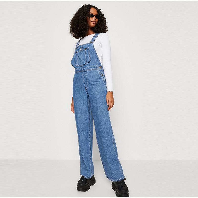 Женский джинсовый комбинезон 2025 Весна Осень Регулируемые лямки Карманный комбинезон Женский повседневный Широкие брюки Комбинезоны Ретро Уличная одежда