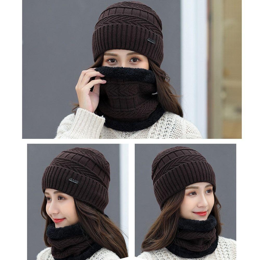 Warm Thermal Soft Neck Scarf Cap Beanie Hat Scarf Knitted Hat Balaclava
