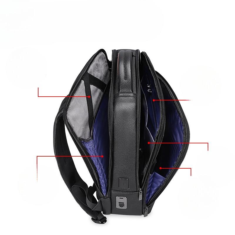Мужской рюкзак из натуральной кожи, деловой рюкзак из коровьей кожи с замком отпечатков пальцев, большая вместимость, сумка для компьютера