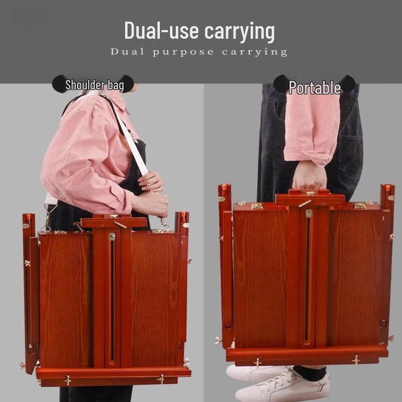 Oil Painting Set with Wooden Trolley Easel Box