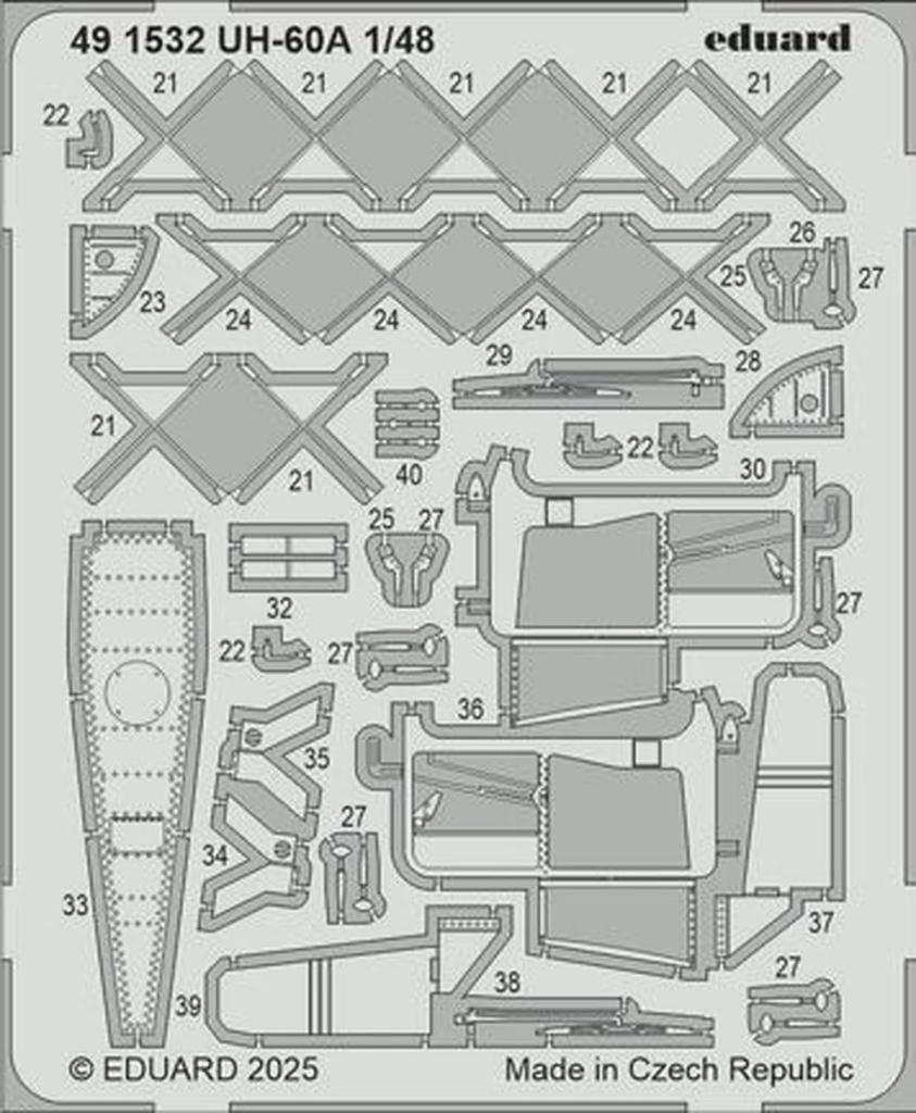 Eduard Etching Parts Plastic Model Parts EDU491532 1/48 UH-60A (for ICM) (Airplane)