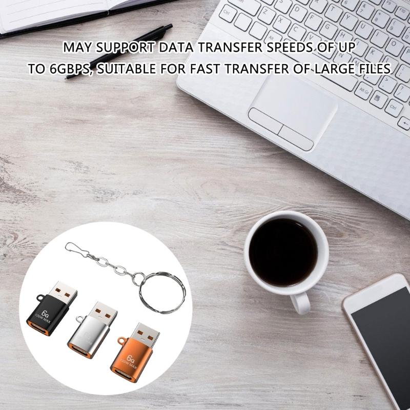 USB на USB C Адаптер Тип C Женский на USB A Мужской Конвертеры Для Часов, Телефона, Смартфона 120 Вт Зарядка 6 Гбит/с Передача Данных