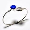 Синий драгоценный камень халцедон 925 посеребренный браслет-манжета ручной работы