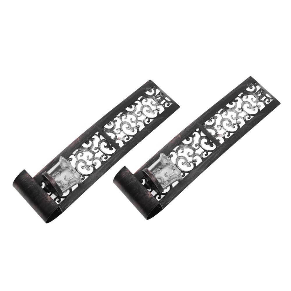 2pcs Balck Wall Candle Holder Iron Iron Wall Art Decorations Elegant Wall Candle Sconce for Office