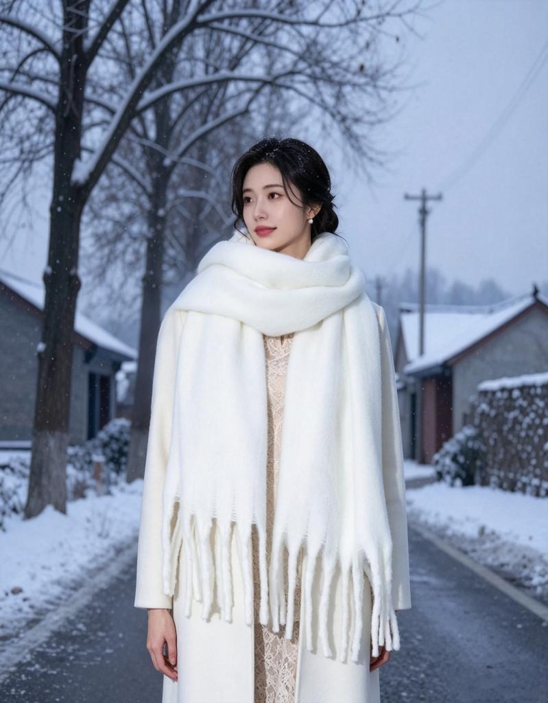 Harbin Tourism Blue Scarf Women's Autumn and Winter Atmosphere Advanced Warm Equipment Northeast Wear Scarf