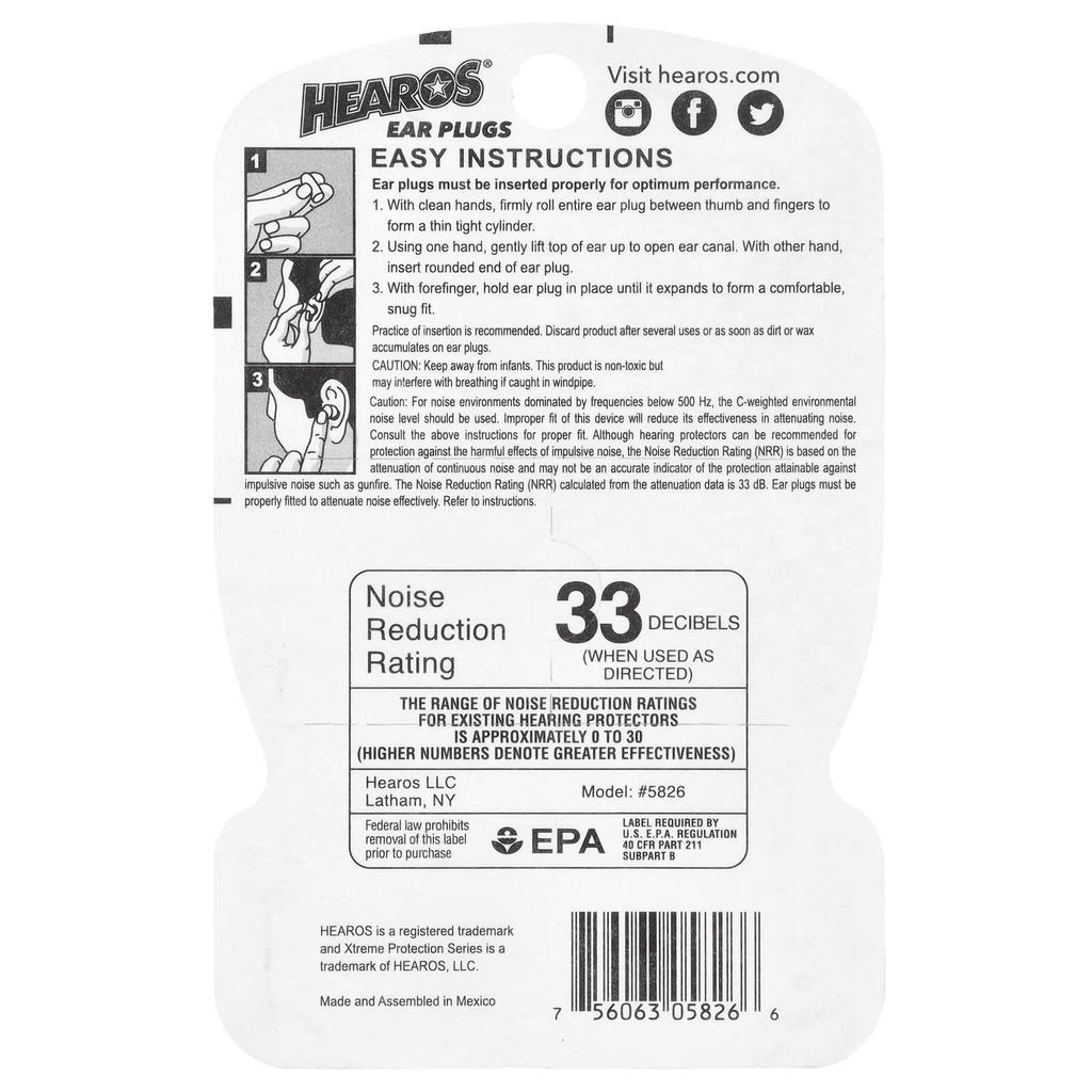 Беруши Hearos, Xterme Protection™, синие, NRR 33, 14 пар