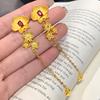 Роскожные серьги-кисточки с золотыми шелковыми цветами в стиле Xiaohongshu для женщин