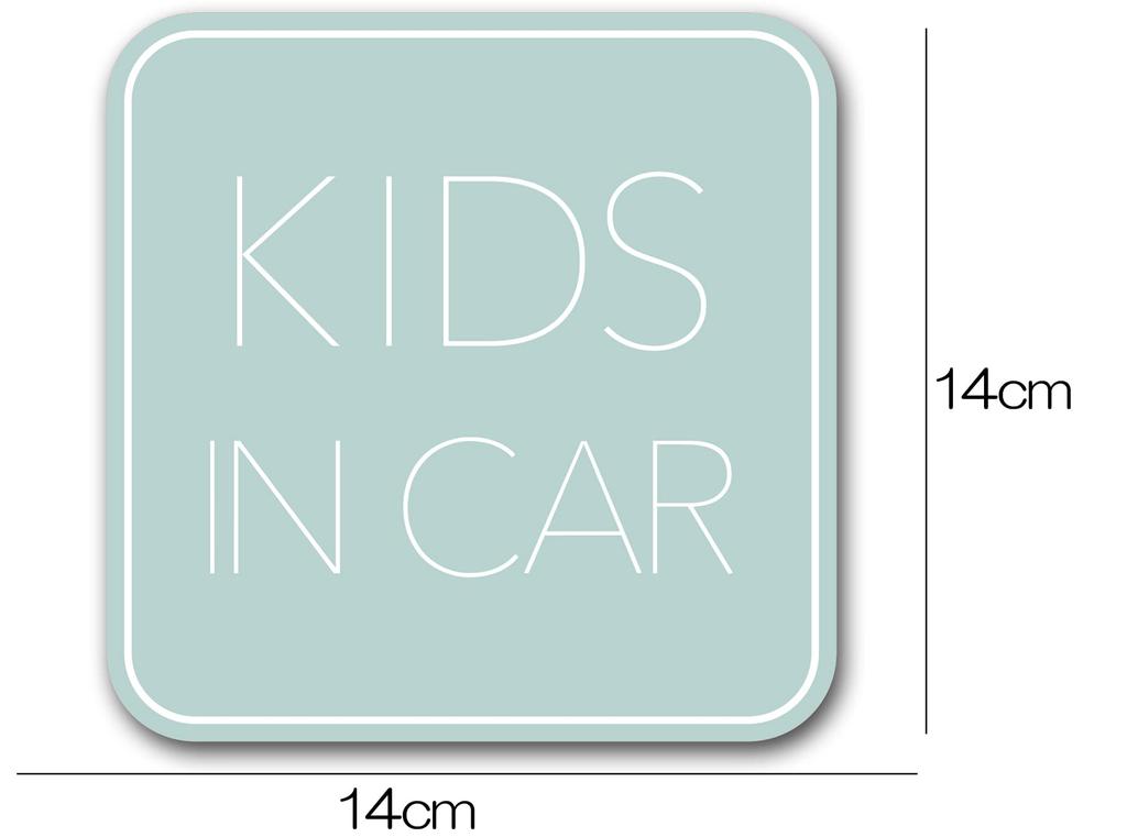Магнитная наклейка «Дети в машине» (Простой дизайн) Наклейка Знак Дети в машине Зеленый (магнит)
