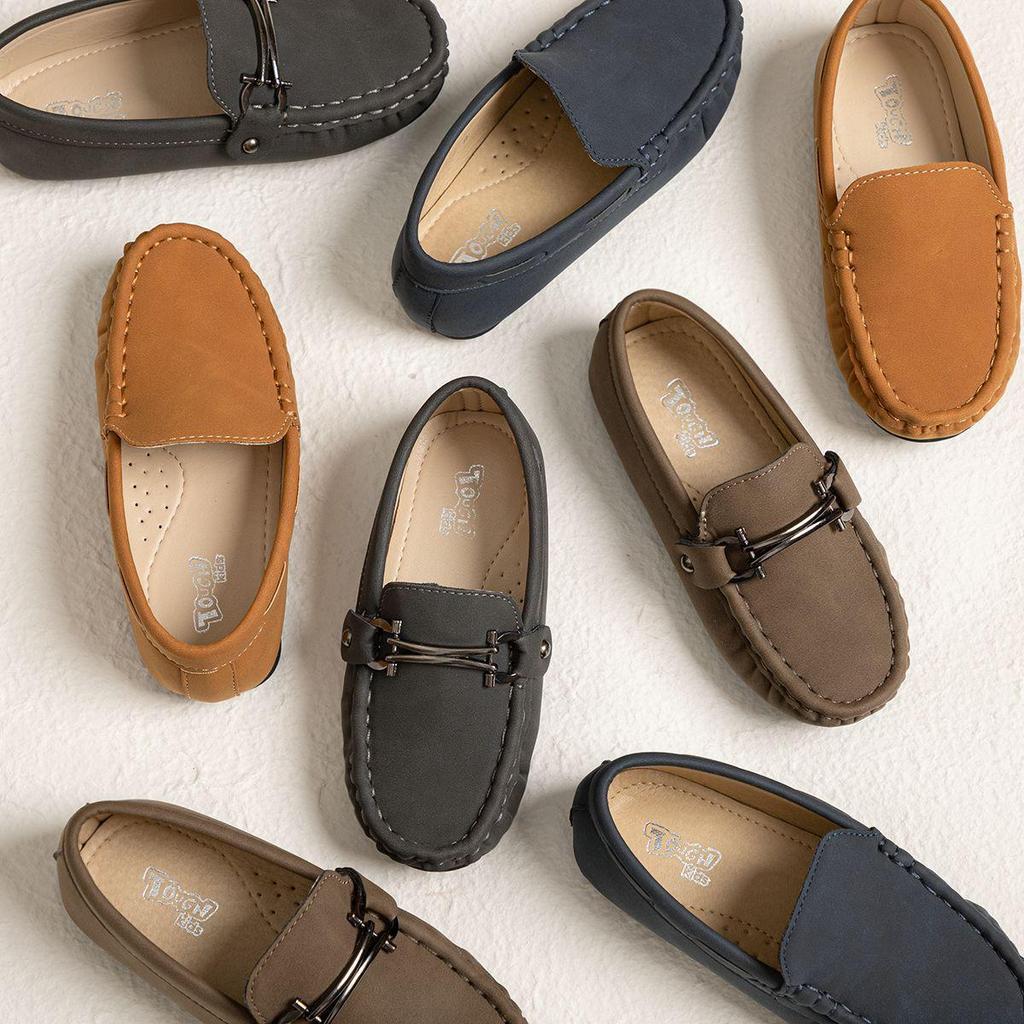 Модные повседневные кожаные туфли для мальчиков в корейском стиле с нескользящей подошвой - мягкая подошва, удобные для осени и зимы