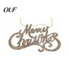 Seasonal Decorative Props Merry Christmas Letter Sign for Tree, Glitter Plastic Hanging Gift Packaging Accessories Ornaments, Sparkling Letters
