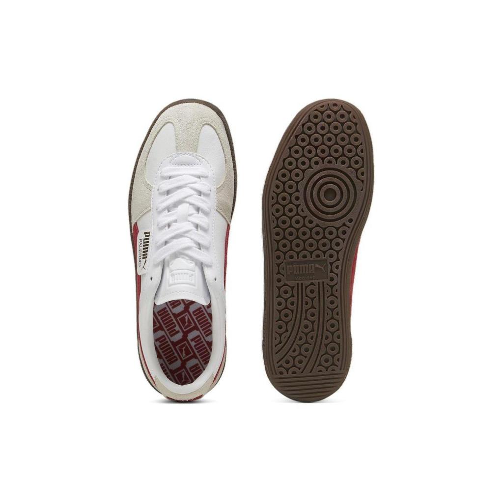 Puma Palermo Leather White Club Red Unisex Sneakers Vapor-Grey 396464-05