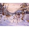 Алмазная картина Волк в снегу Вышивка крестом Алмазная круглая дрель Алмазная вышивка