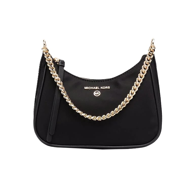 MICHAEL KORS Jet Set Charm Leather Trim Shoulder Bag, Handbag Small Women's Black 32H1GT9C1C-001