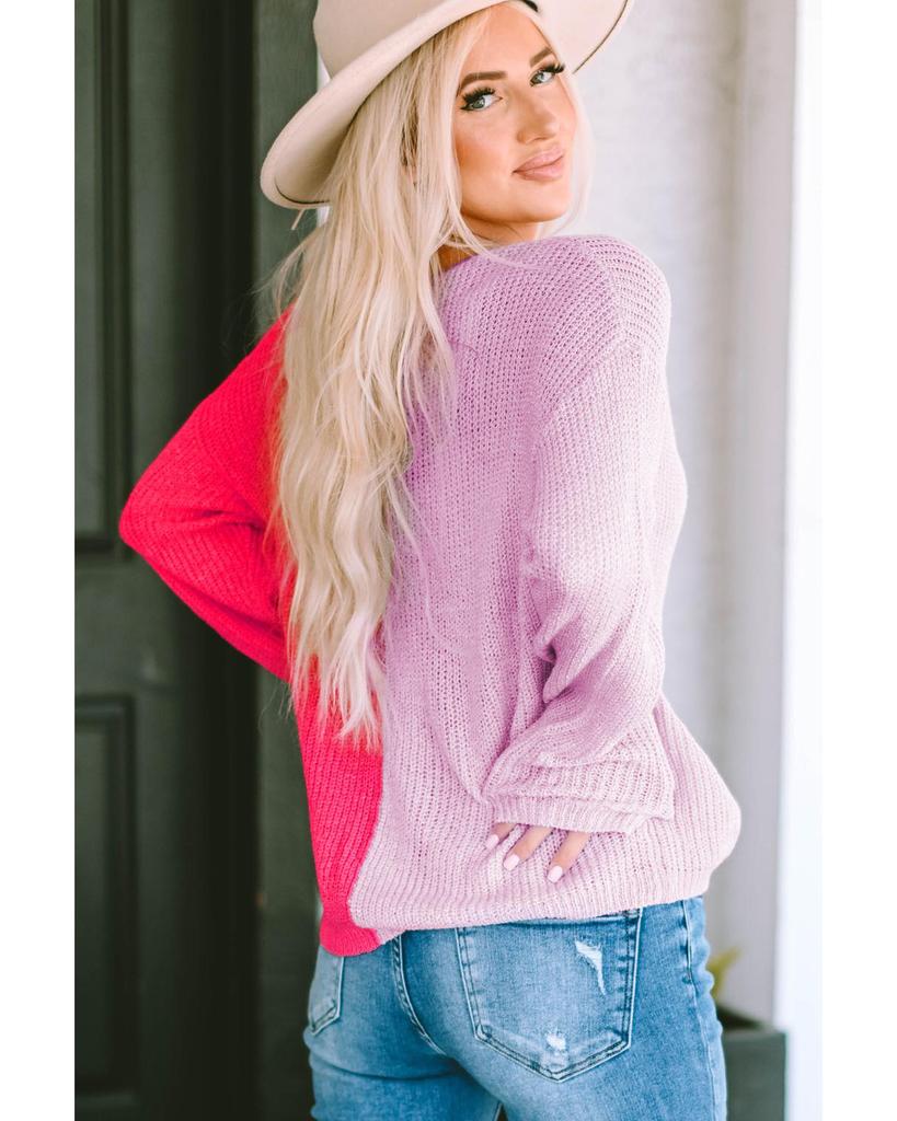 Azura Exchange Свитер с цветными блоками и V-образным вырезом