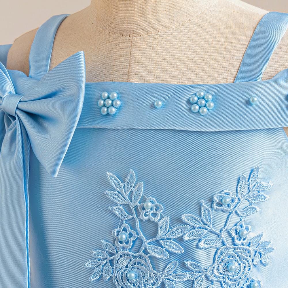 Платье принцессы для девочек-цветочниц на свадьбу, летнее детское торжественное длинное платье с бантом для школьного вечера, вечеринки, детского новогоднего платья ALP-0028