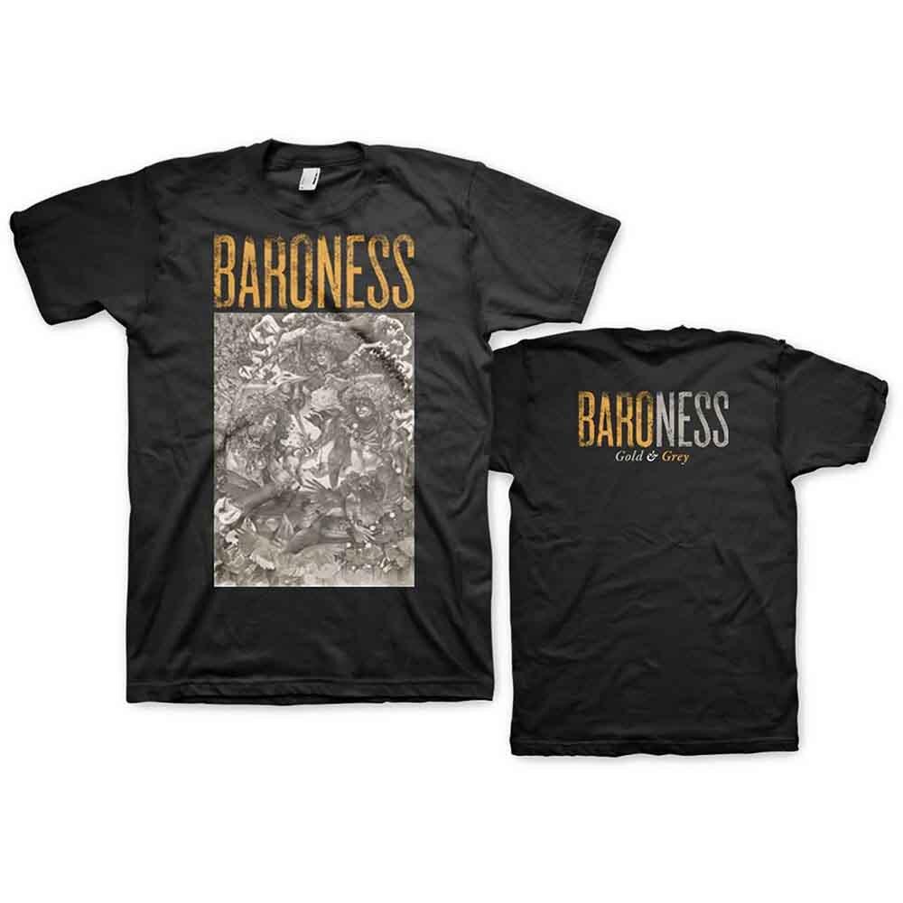 Baroness Mens Tshirt -L- Gold & Grey Black