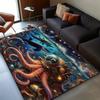 Ocean Life Rug with Octopus and Whale - Ideal for Nautical Themed Rooms | Vibrant Sea Creature Decor Skid resistant carpet